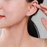 925 Silver Zircon Bowknot Stud Earrings, Fine Jewelry Party Gift