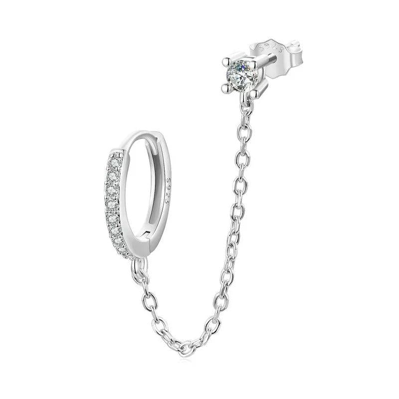 925 Silver Wedding Zircon Ear Stud Clip CZ Earrings