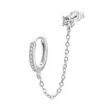925 Silver Wedding Zircon Ear Stud Clip CZ Earrings