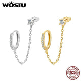 925 Silver Wedding Zircon Ear Stud Clip CZ Earrings