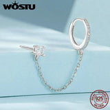 925 Silver Wedding Zircon Ear Stud Clip CZ Earrings