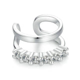 925 Sterling Silver Ear Cuff Double Layer Adjustable Slim No Piercing Clip