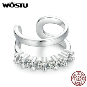 925 Sterling Silver Ear Cuff Double Layer Adjustable Slim No Piercing Clip