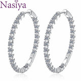 S925 Sterling Silver 39mm Big Circle Hoop Earrings For Women Wedding
