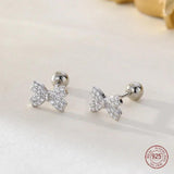 925 Silver Sparkling Zircon Stud Earrings Small Style Women Jewelry