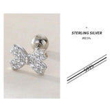 925 Silver Sparkling Zircon Stud Earrings Small Style Women Jewelry