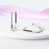 925 Silver Curved Pin Hoop Earrings Women Female Earrings