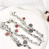 925 Silver Chain Pink Geometric Beads Adjustable Bracelet