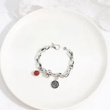925 Silver Chain Pink Geometric Beads Adjustable Bracelet
