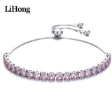 925 Silver Pink Zircon Crystal Bracelet Women's Jewelry
