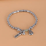 925 Silver Heart Bead Bracelet Bamboo Joints Lucky Wing Jewelry