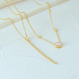 Zircon Pendant Necklace S925 Sterling Silver Clavicle Chain Women Jewelry