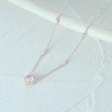 Zircon Pendant Necklace S925 Sterling Silver Clavicle Chain Women Jewelry