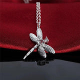Dragonfly 925 Silver Jewelry Set Crystal Pendant Necklace Earring Bracelet Ring