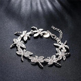 Dragonfly 925 Silver Jewelry Set Crystal Pendant Necklace Earring Bracelet Ring