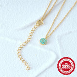 925 Silver Circle Pendant Necklace Turquoise Collarbone Chain