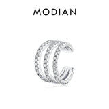 Zirconia Ear Cuff 925 Silver Clip Earrings Women Girls Fine Jewelry