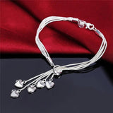 925 Silver Bracelet Necklace Set Tassel Heart Wedding