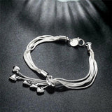 925 Silver Bracelet Necklace Set Tassel Heart Wedding