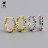 925 Silver Rainbow CZ Hoop Earrings for Women EQE35