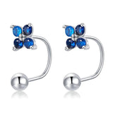 925 Silver Zircon Flower Earrings Girl Party Jewelry