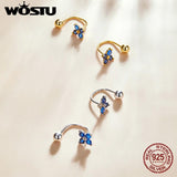 925 Silver Zircon Flower Earrings Girl Party Jewelry