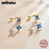 925 Silver Zircon Flower Earrings Girl Party Jewelry