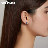 925 Silver Zircon Flower Earrings Girl Party Jewelry