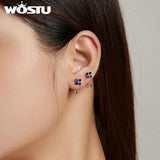 925 Silver Zircon Flower Earrings Girl Party Jewelry