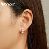 925 Silver Star & Moon Earrings Women Wedding Gift SCE1500