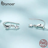 925 Silver Star & Moon Earrings Women Wedding Gift SCE1500