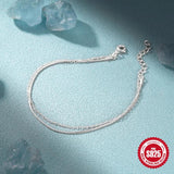 925 Silver Double Layer Snake Chain Bracelet Sparkling Women Jewelry