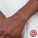 925 Silver Double Layer Snake Chain Bracelet Sparkling Women Jewelry