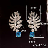 Leaf Drop Earrings 925 Silver CZ Wedding Jewelry
