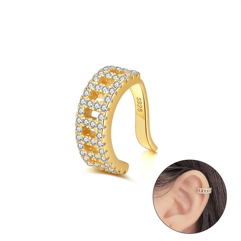 925 Sterling Silver Ear Cuffs Non-Piercing Circle Earrings with Zircon