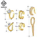 925 Sterling Silver Ear Cuffs Non-Piercing Circle Earrings with Zircon