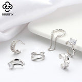 925 Sterling Silver Ear Cuffs Non-Piercing Circle Earrings with Zircon