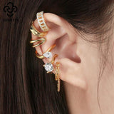 925 Sterling Silver Ear Cuffs Non-Piercing Circle Earrings with Zircon