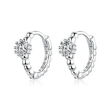 925 Silver Cubic Zircon Small Hoop Earrings Mini Round Earrings