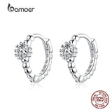 925 Silver Cubic Zircon Small Hoop Earrings Mini Round Earrings