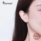925 Silver Cubic Zircon Small Hoop Earrings Mini Round Earrings
