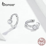 925 Silver Cubic Zircon Small Hoop Earrings Mini Round Earrings