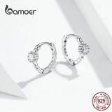925 Silver Cubic Zircon Small Hoop Earrings Mini Round Earrings