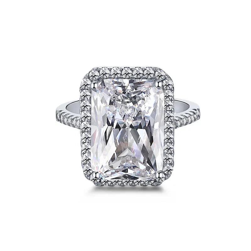 925 Silver Square Moissanite Ring for Women's Engagement