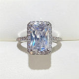 925 Silver Square Moissanite Ring for Women's Engagement
