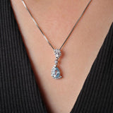 Potiy Pear Natural Sky Topaz 925 Sterling Silver Pendant Necklace