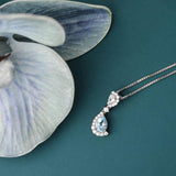 Potiy Pear Natural Sky Topaz 925 Sterling Silver Pendant Necklace