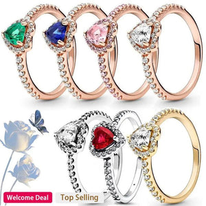 Heart Shaped Silver Ring Rose Charm Jewelry