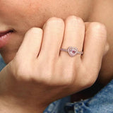 Heart Shaped Silver Ring Rose Charm Jewelry