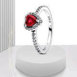 Heart Shaped Silver Ring Rose Charm Jewelry